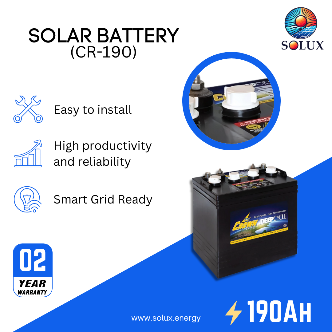 This is an image of CR-190 Crown Commercial 8 Volt Deep Cycle Battery